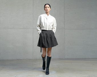 Women's Clothing Wrap Mini Short Skirts, Korean K-pop Modern Hanbok style TETEROT SALON Smoky Mini Skirt 스모키 미니스커트