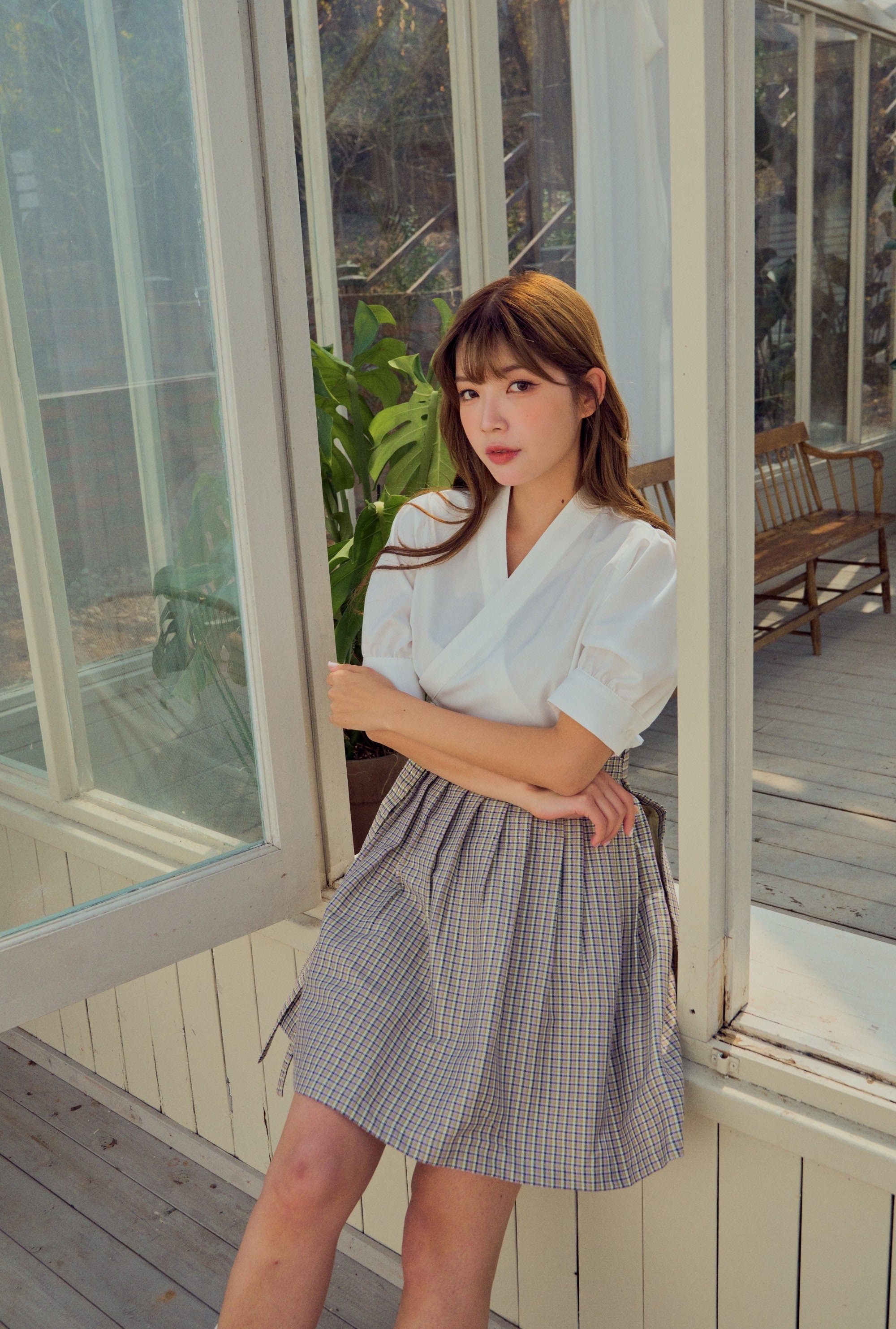 Korean Modern Hanbok Blouse - Black & White Soft Cotton Top