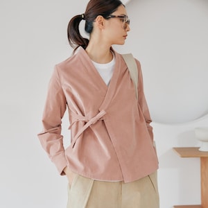 Korean Modern Hanbok Women's Wrap Blouse Corduroy Vintage Long Sleeve Shirts Jeogori TETEROT SALON Corduroy Blouse 골덴 블라우스 3colors