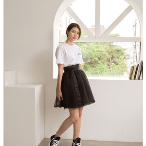 Women's Wrap Pleated Skirt Hanbok Korean Vintage Party Mini Black Skirt, TETEROT SALON Mini Lace Magic