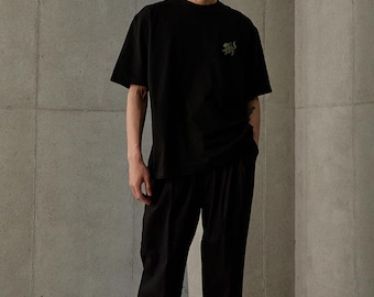 UNISEX Black loose fit T-shirt Short sleeve a traditional Korean pattern kpop Painting oversized top Made In Korea Rot 롯 티셔츠