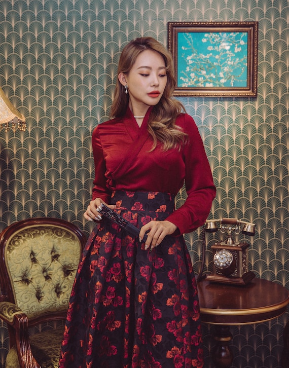 Burgundy long sleeve blouse Clearance