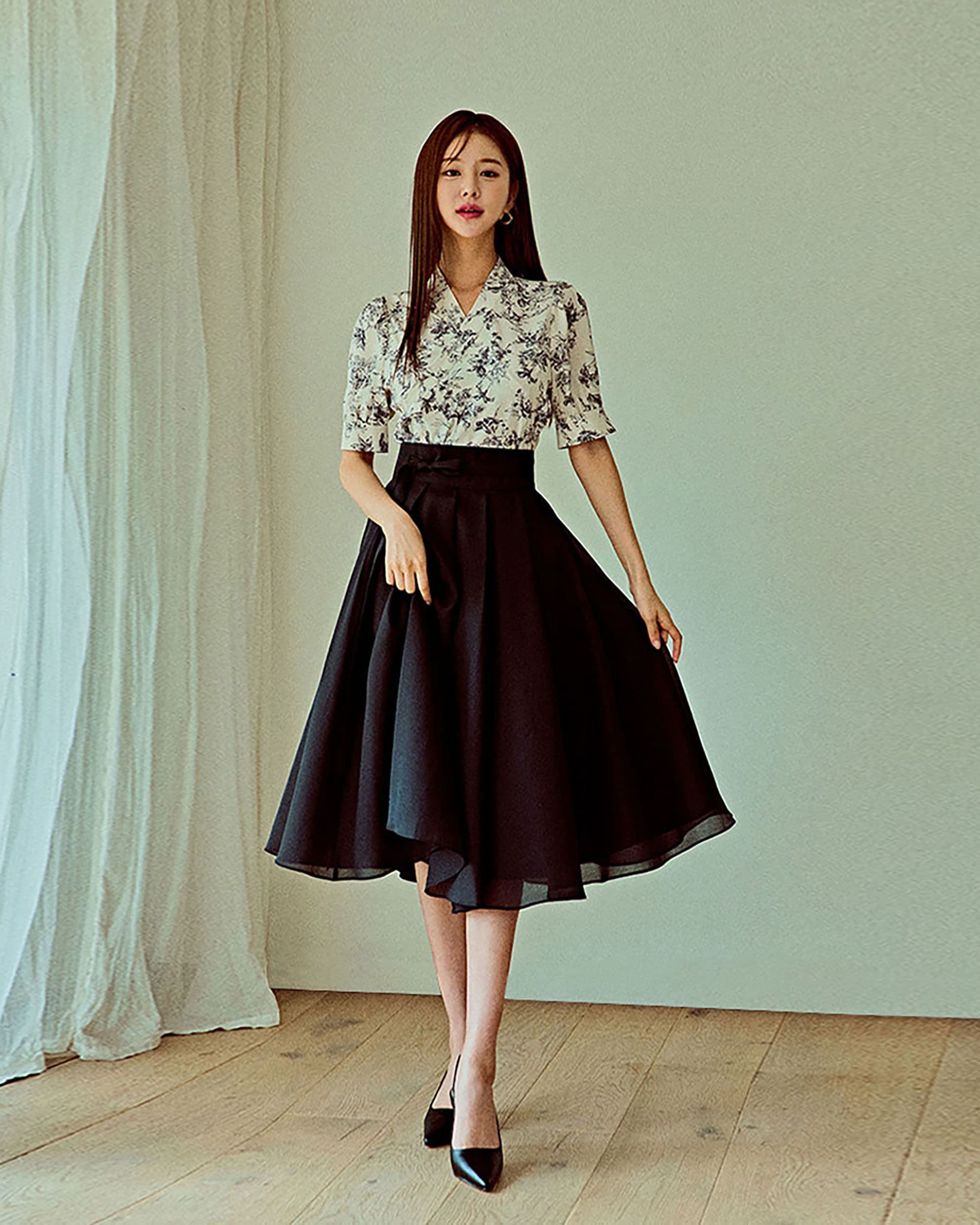 Korean Modern Hanbok Blouse Women Floral Wrap Top Korean Korean Modern Hanbok Blouse Women Floral Wrap Top Korean