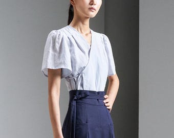 Modern Hanbok Blouse Korean Style Fashion TETEROT SALON Hallasan Short Sleeve Blouse - 4colors 한라산 블라우스
