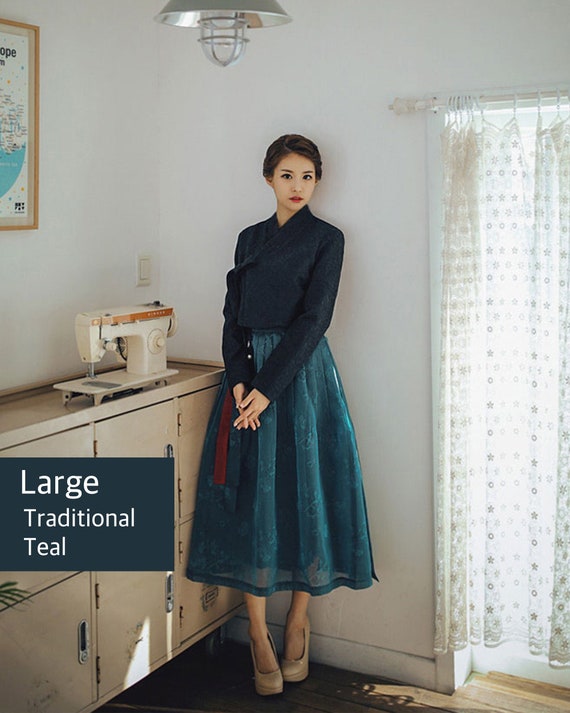 Women's Traditional Korean Hanbok Wrap Skirt – Bugcheongsaeg Teal