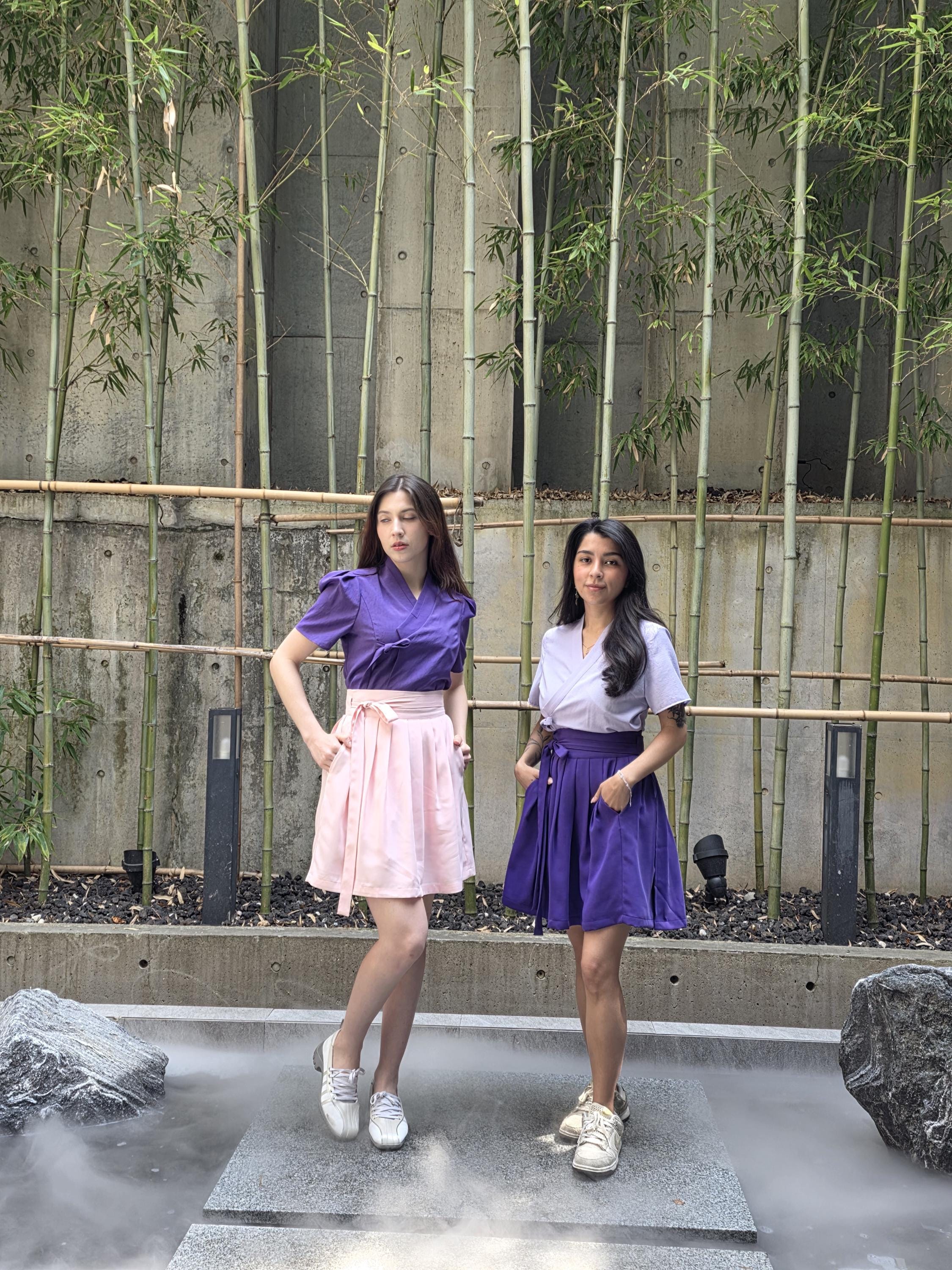 Modern Hanbok Wrap Skirt Korean Fashion Inspired BTS Purple Festa