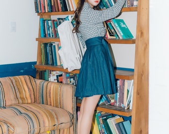 Women's Wrap Skirt Hanbok Korean Vintage Party Mini Short Denim Skirts, TETEROT SALON Denim Water bottle