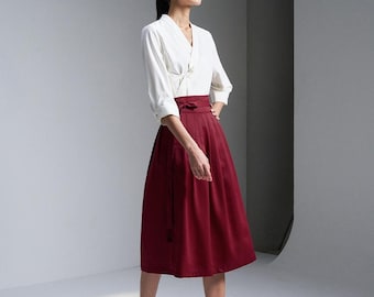 Modern Korean Hanbok Wrap Skirt TETEROT SALON Challang Wrap Skirt - 4colors 찰랑 허리치마