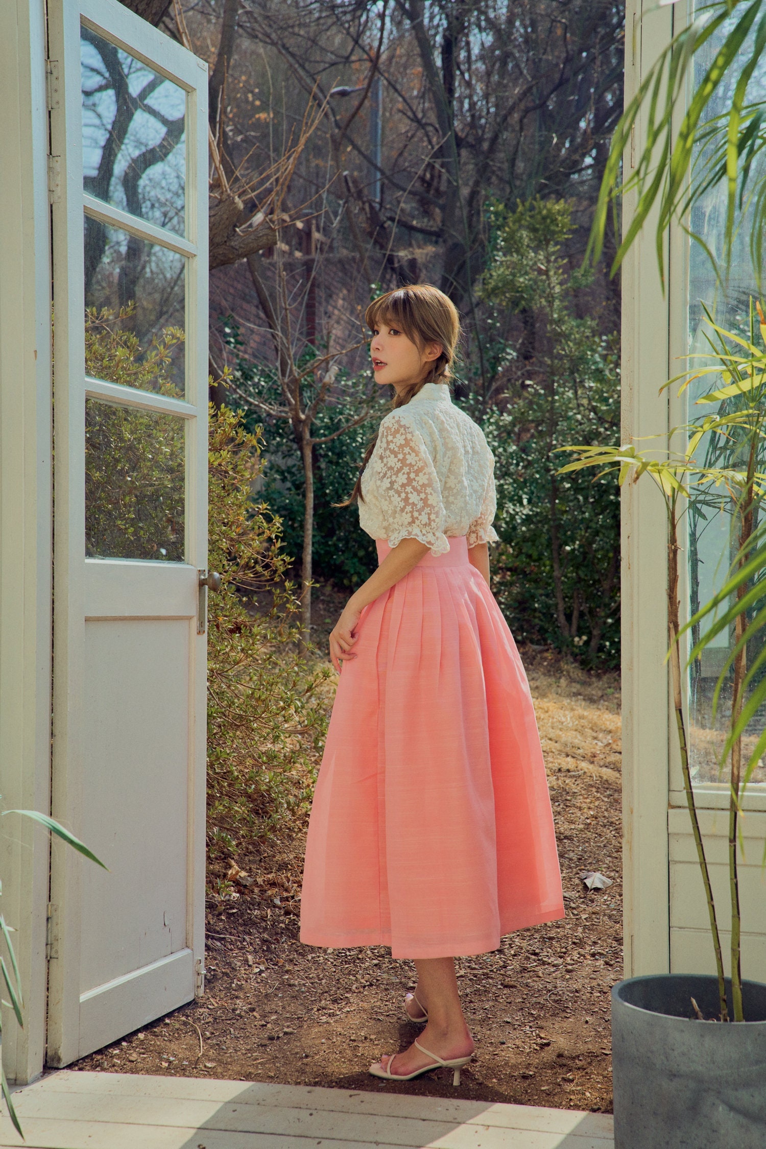 Women's Wrap Skirt Hanbok Korean Vintage Party Gray Maxi Long