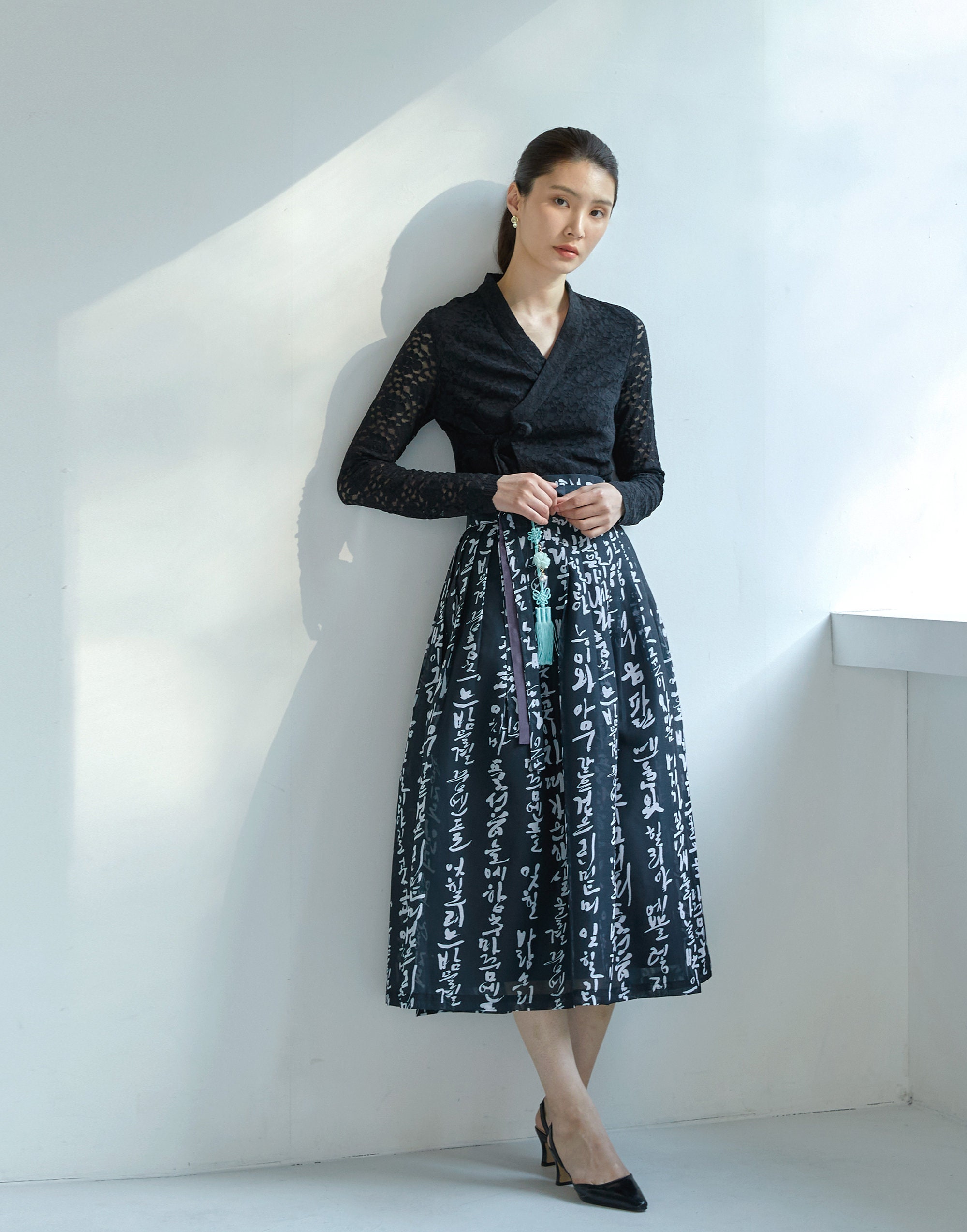 전통 캣츠아이 긴길이 Korean Modern Hanbok Skirt Women's Traditional Wrap Skirt TETEROT SALON Cat’s Eye mid-calf Abbigliamento Abbigliamento donna Gonne 