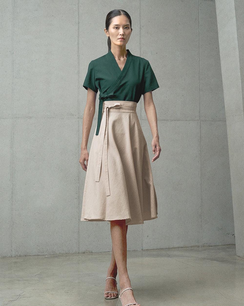 Korean Modern Hanbok Wrap Skirt, Wave Skirt TETEROT SALON Pinwheel