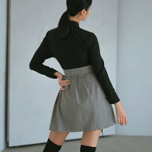 Women's Clothing Mini Wrap Skirt,Brown Check Mini Skirts,Korean K-pop Modern Hanbok style, TETEROT SALON Mini Shepherd T1H06A045 image 6