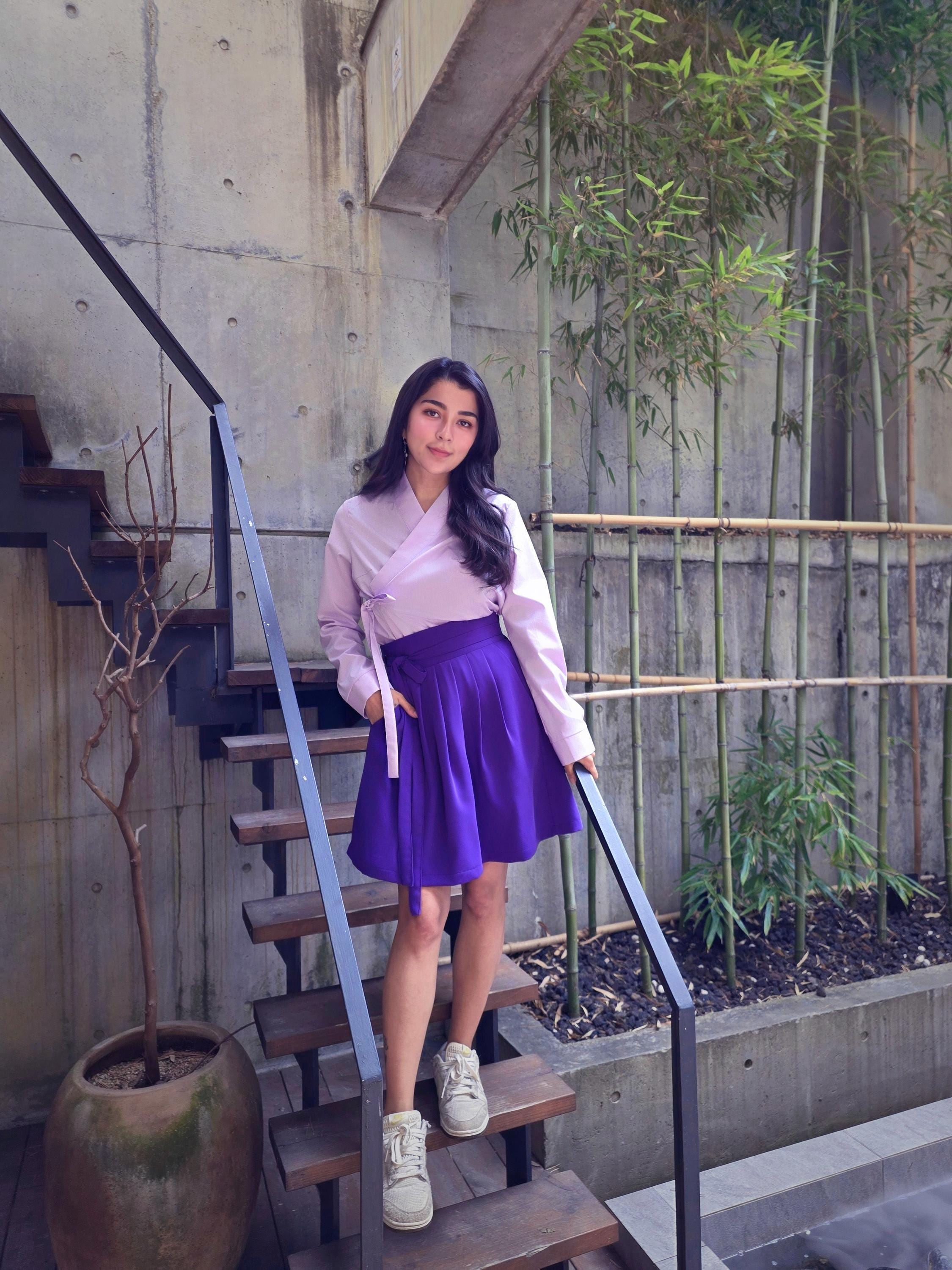 Modern Hanbok Wrap Skirt Korean Fashion Inspired BTS Purple Festa