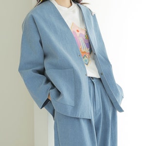 Unisex Modern Hanbok Loose Fit Jacket, Oversized Retro Jacket kpop  bts Street Fashion  TETEROT SALON Everyone Blue 모두의 마고자 강릉바다 청색