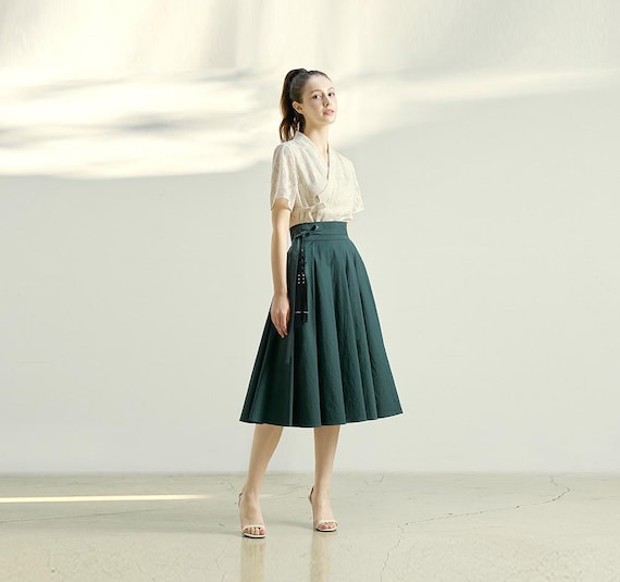 Women's Wrap skirt High waist linen skirt Korean Modern Hanbok TETEROT SALON Pado Skirt 파도