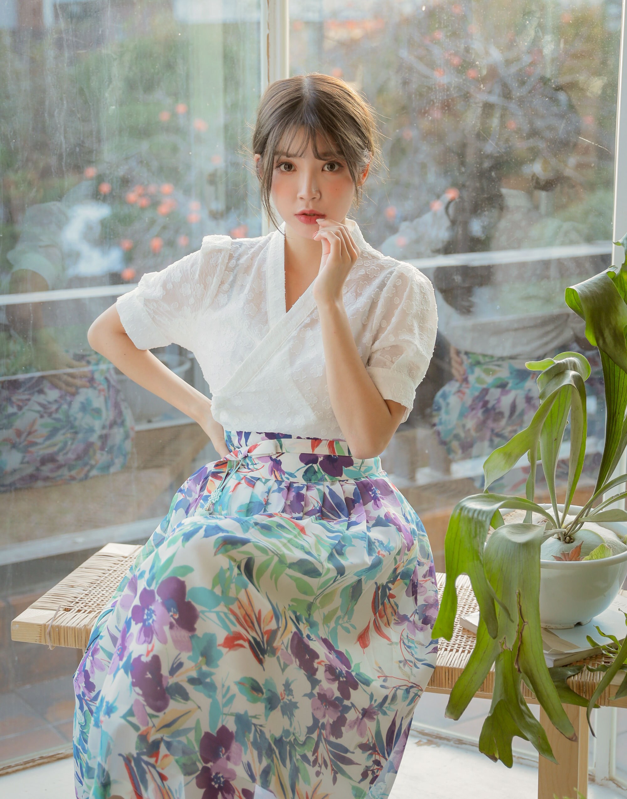 Women's Blouse Floral Short Sleeve See 