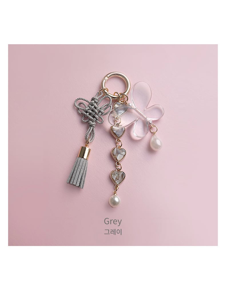 Love Butterfly AccessoryNorigaeKorean StyleLove Butterfly \ud0a4\ub9c1 \uc0ac\ub791\ub098\ube44 Pink, Grey Keychain