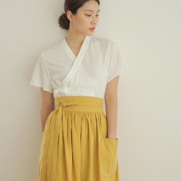 Modern Hanbok Summer blouse kstyle Linen summer top for women Hanbok Blouse TETEROT SALON Refresh (3colors) 청량한