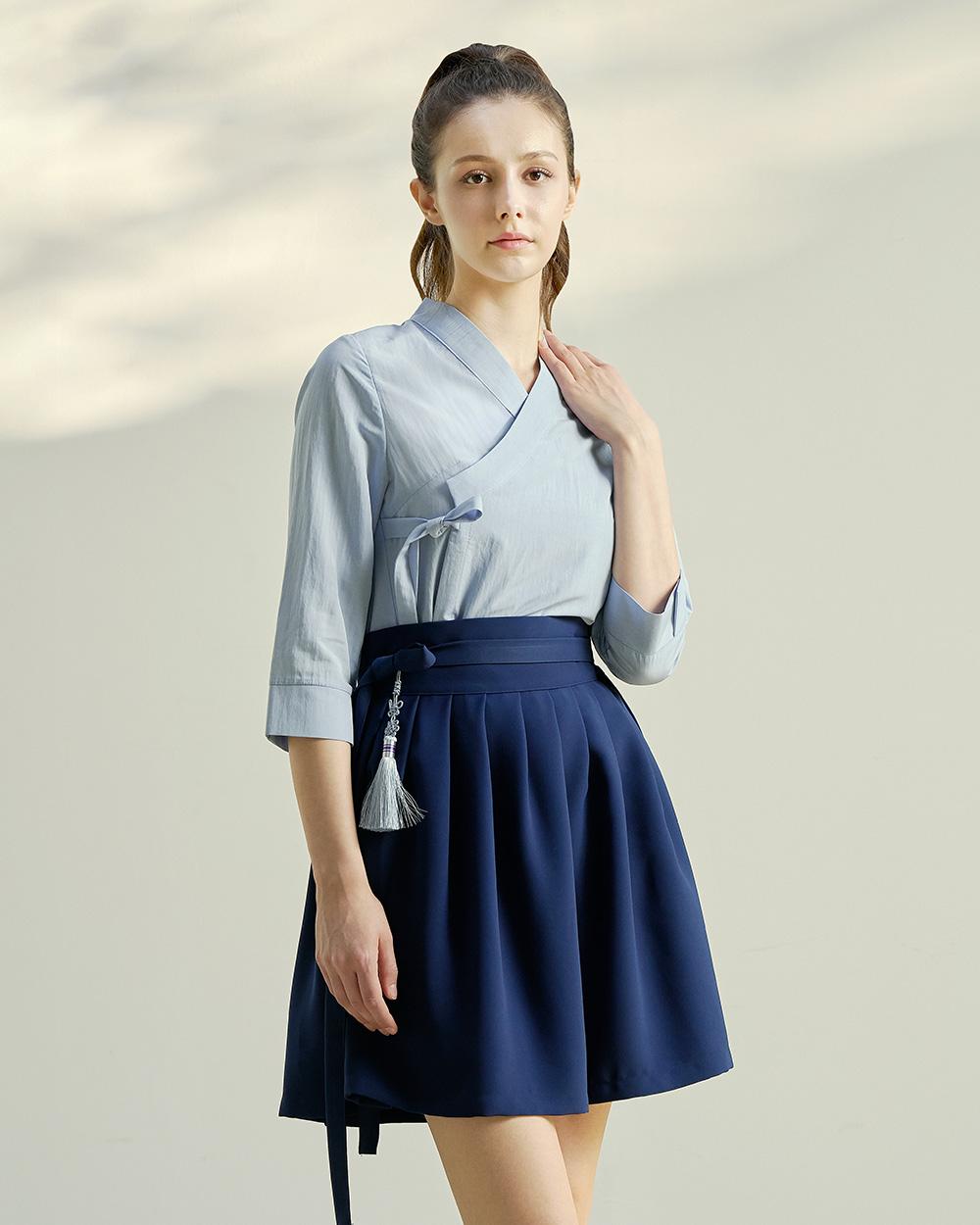 bohemian seoul PLEATED WRAP SKIRT Mサイズ Korean Modern Hanbok Women's Wrap Skirt ,a Basic Modern Hanbok