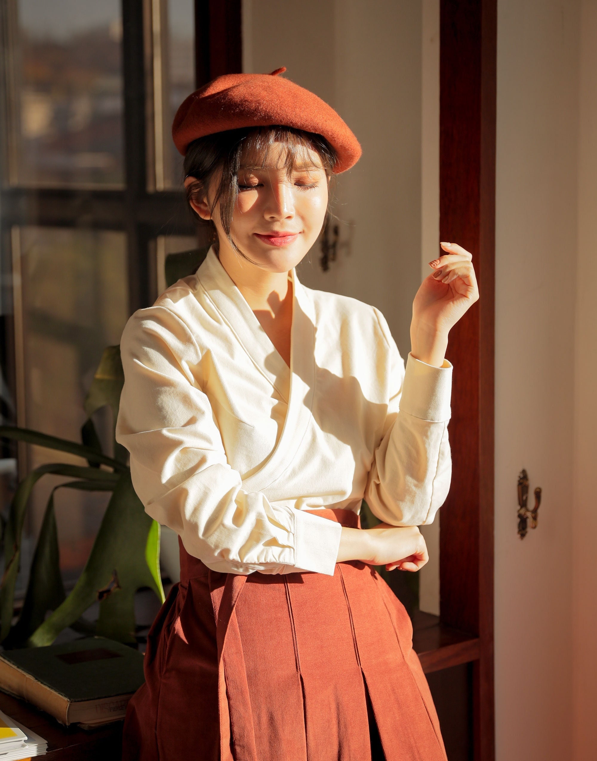 Women's Corduroy Blouse Korean Modern 