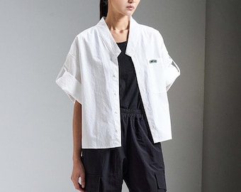 Modern Hanbok Blouse Korean Style Fashion TETEROT SALON Full Moon Shirt- White 만월 셔츠