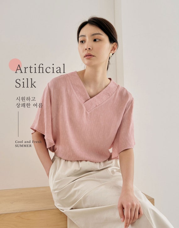 Women's Short Sleeve Blouse Summer V 