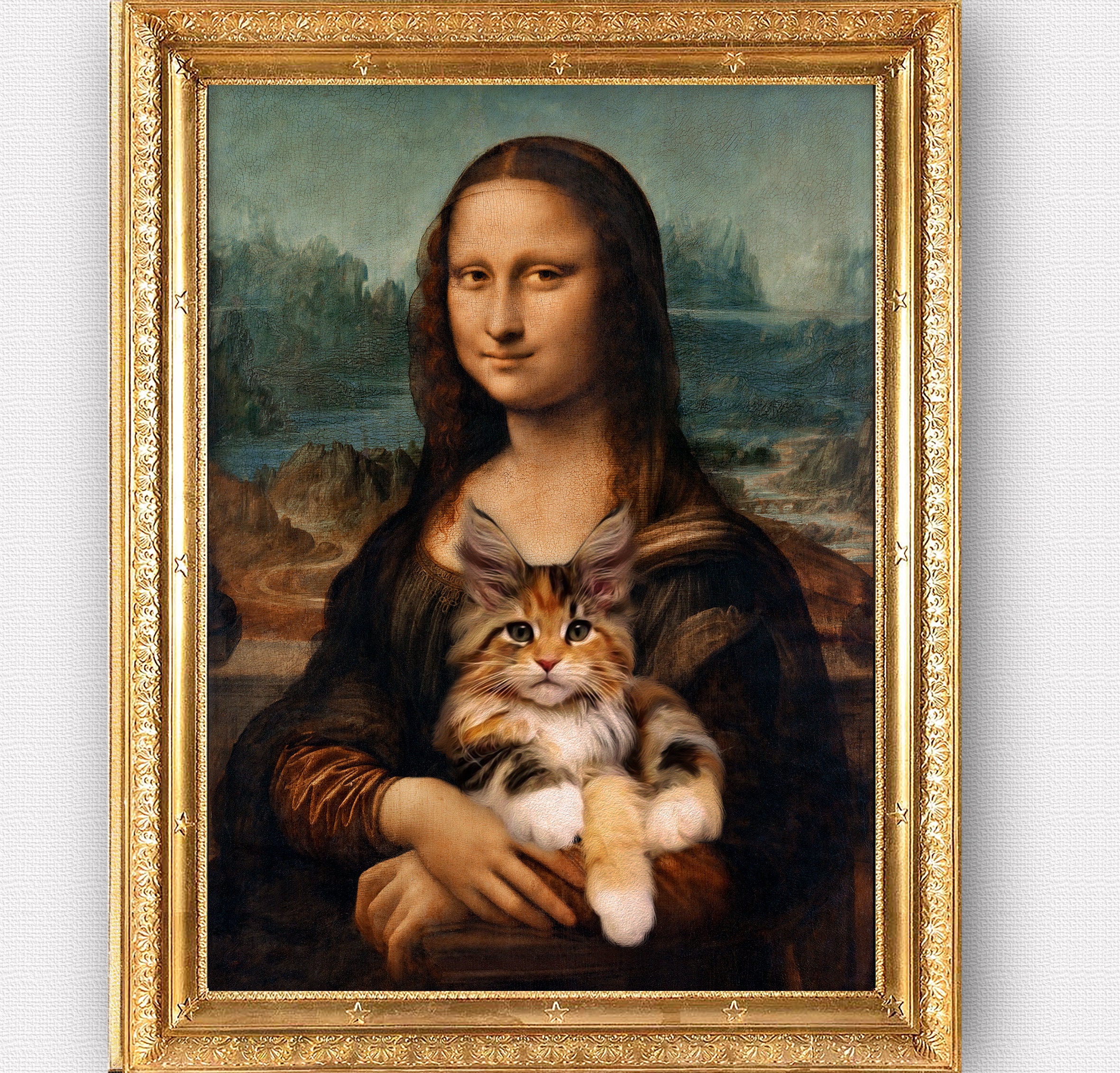 有名な絵画の中のあなたの動物、猫の肖像画、犬、レオナルド ダ