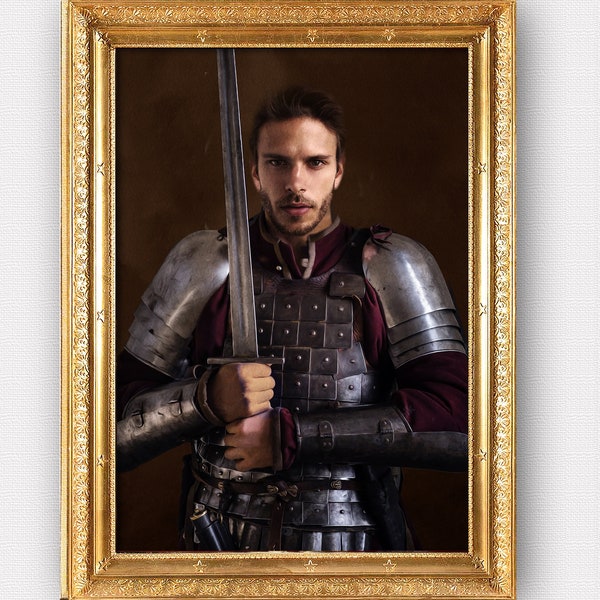 Custom portrait,Knight,Vikings,The Last Kingdom,The Witcher,Historical portrait,From your photo,,Fine art print or digital file only