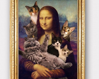 有名な絵画に描かれたあなたのペット、肖像画の猫、犬、レオナルド・ダ