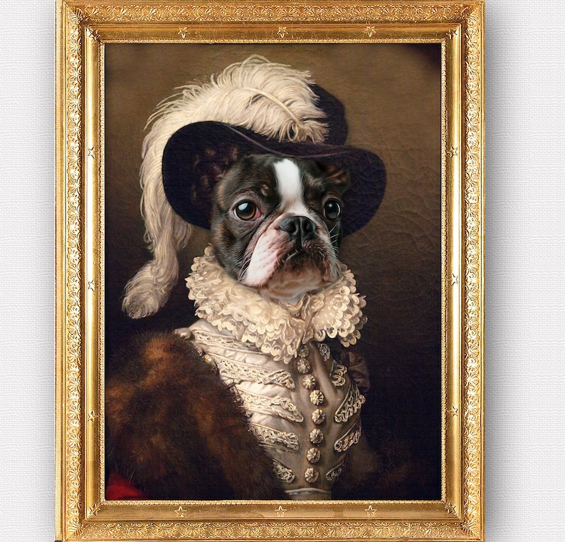 Custom Pet portrait,Romantic pet portrait,Regal pet portrait,Royal Pet Portrait,Historical portrait,Fine Art print or Digital file image 1