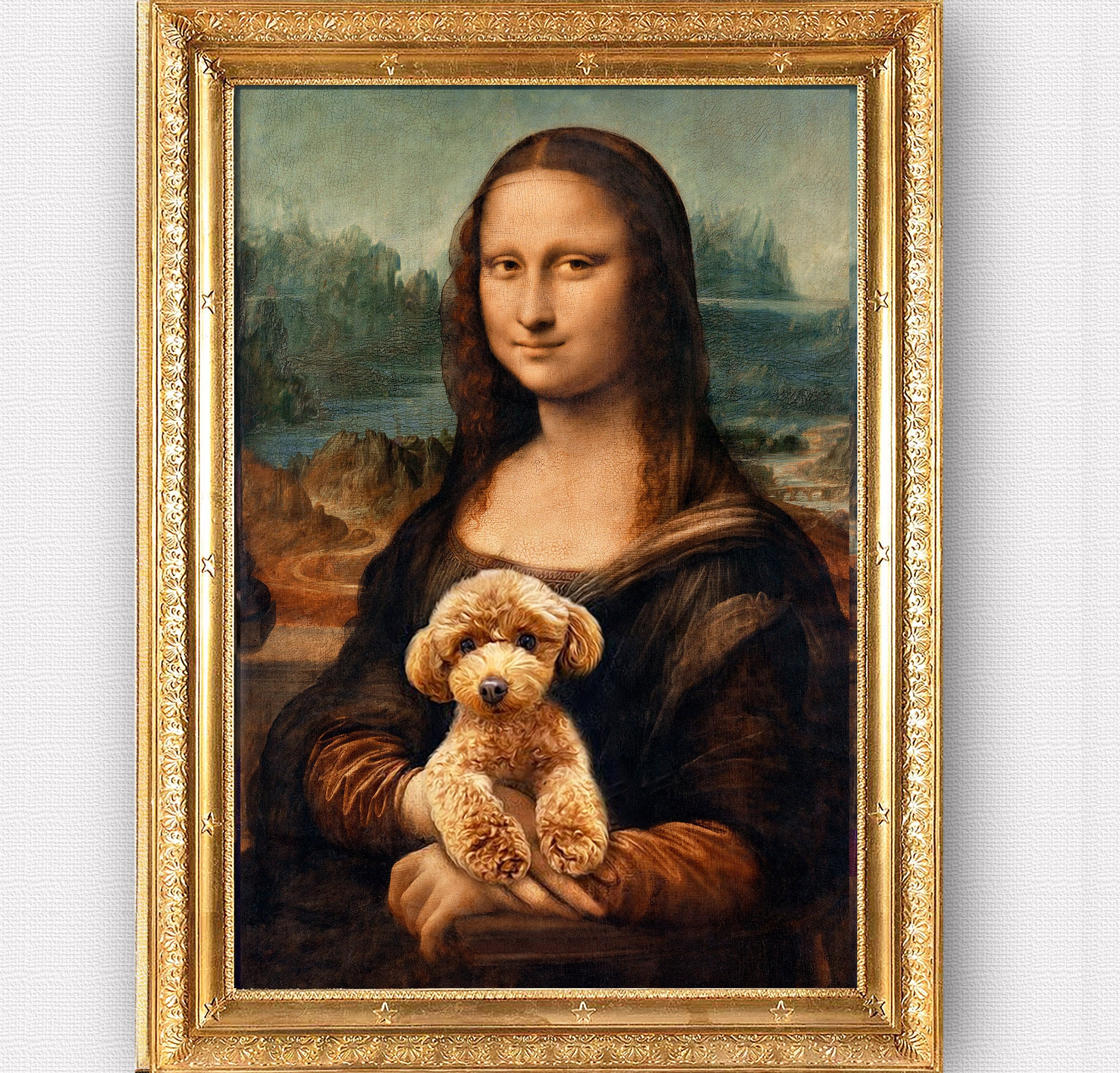 有名な絵画の中のあなたの動物、猫の肖像画、犬、レオナルド ダ