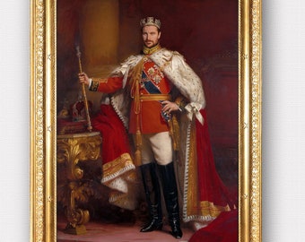 Portrait royal personnalisé,Portrait d'après photo,Portrait masculin,Portrait roi,Empereur,Impression FineArt ou Fichier numérique