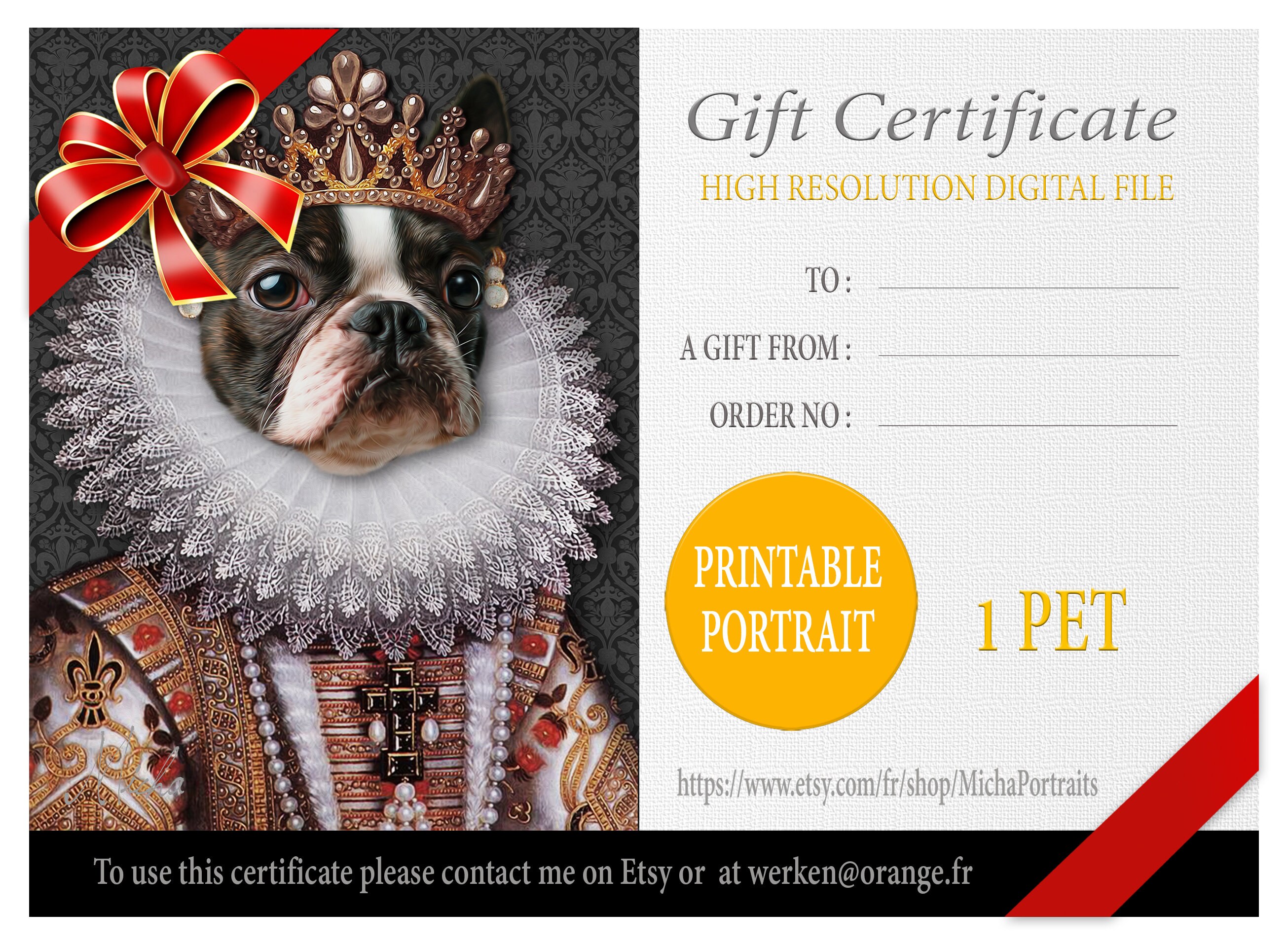 gift certificate printable gift vouchercustom pet