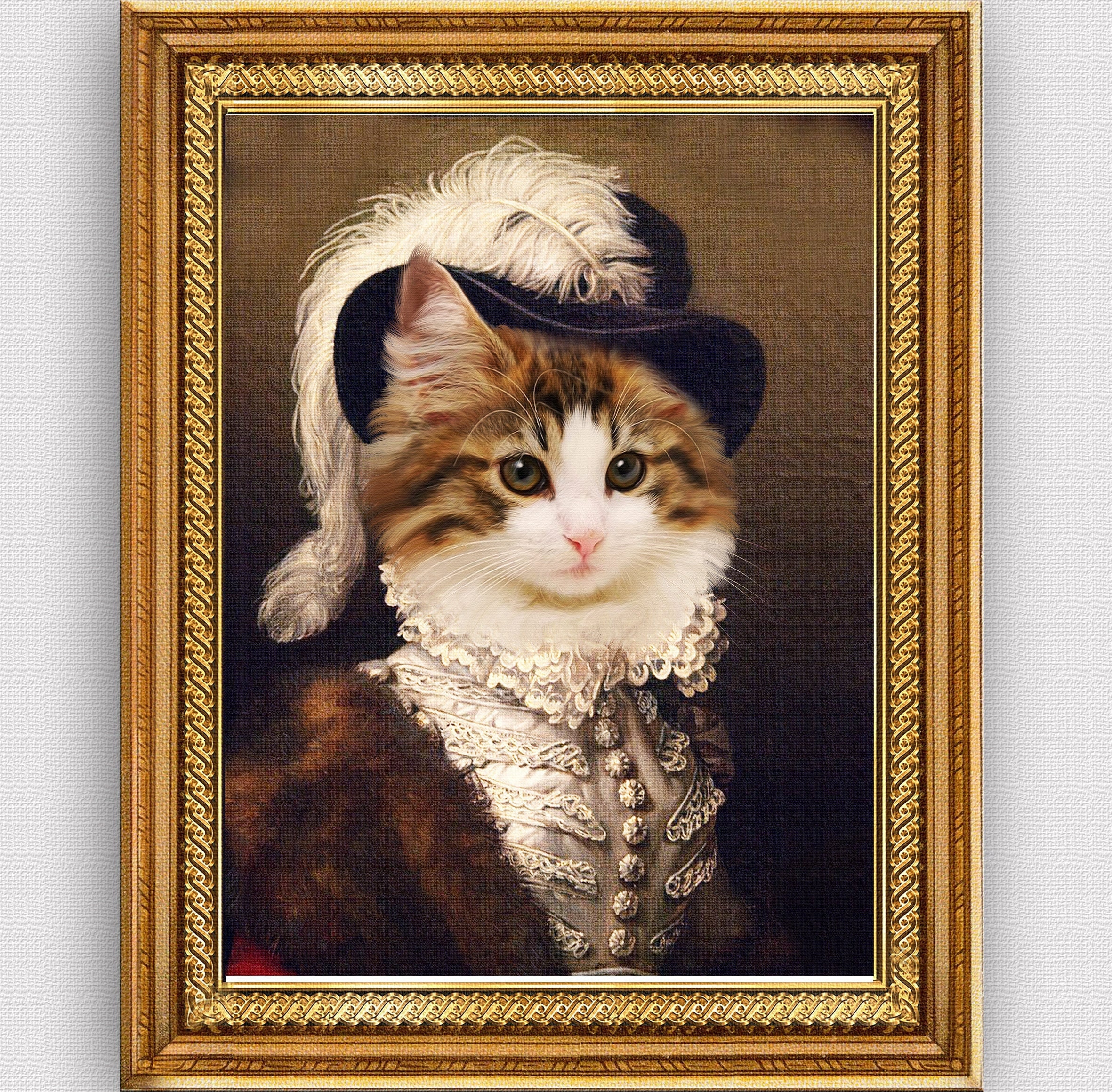 Portrait De Chat En Costume D Epoque Portrait animal personnaliséPortrait romantiquePortrait chat - Etsy France