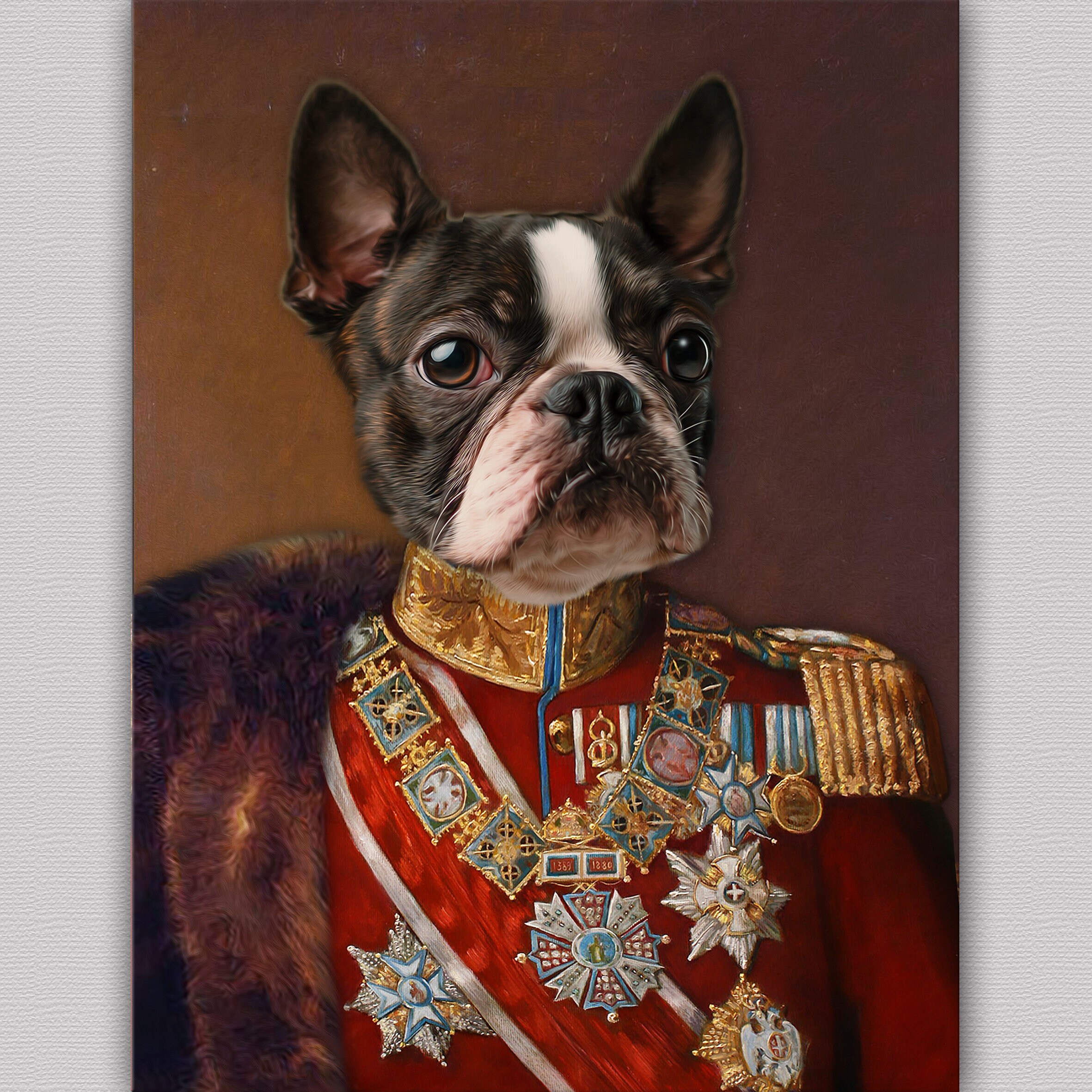 Custom dog portrait in military uniform,custom pet portrait,Royal Pet Portr...