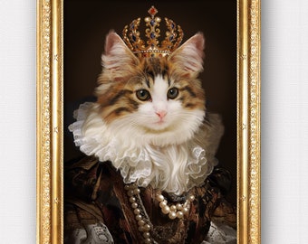 Custom Pet portrait,Renaissance pet portrait,Regal pet portrait,Royal Pet Portrait,Historical portrait,Fine Art print or Digital file
