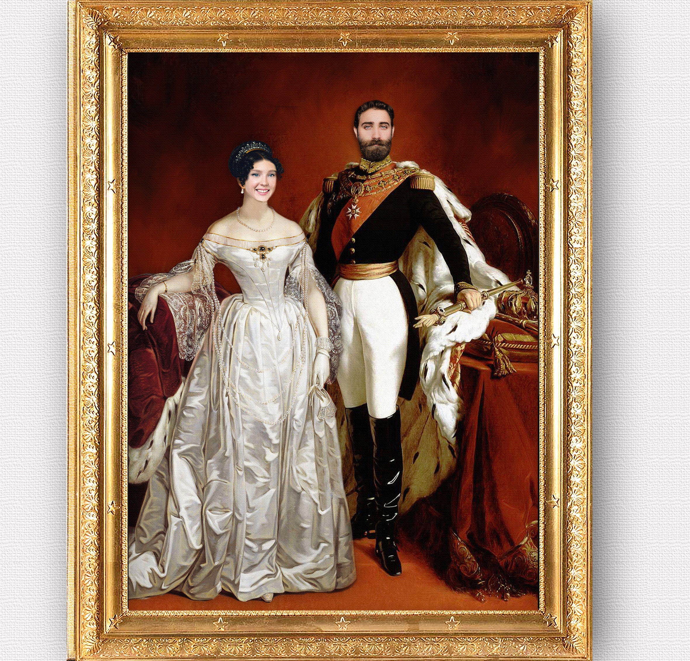 Custom Couple Portrait, Royal Couple, Couple Portrait, Personalised Portrait, Custom Family Portrait, Couple Gift, Personalized Gift, High Quality