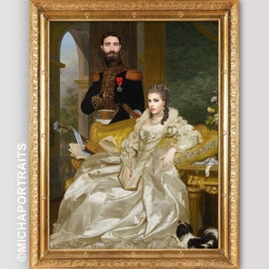Custom couple portrait,Royal couple,Couple portrait,Personalised portrait,Custom family portrait,Couple gift,Personalized gift,High quality