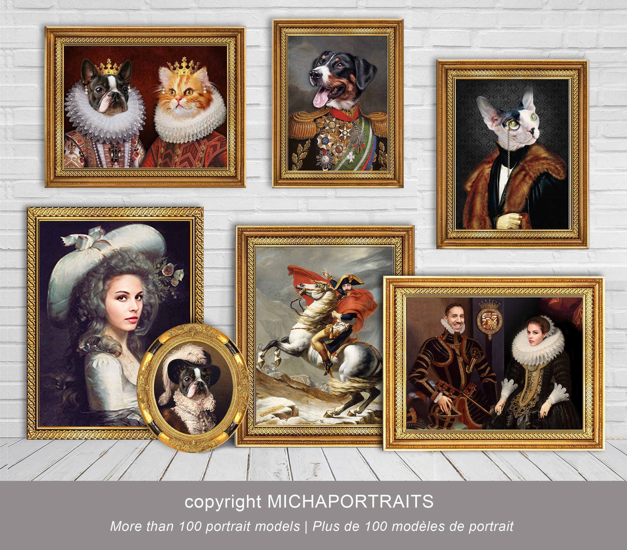 Triple pet portrait on commission,Cat portrait,Dog ...