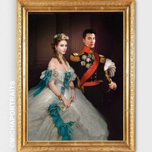 Custom couple portrait,Royal couple,Couple portrait,Personalised portrait,Custom family portrait,Couple gift,Personalized gift,High quality