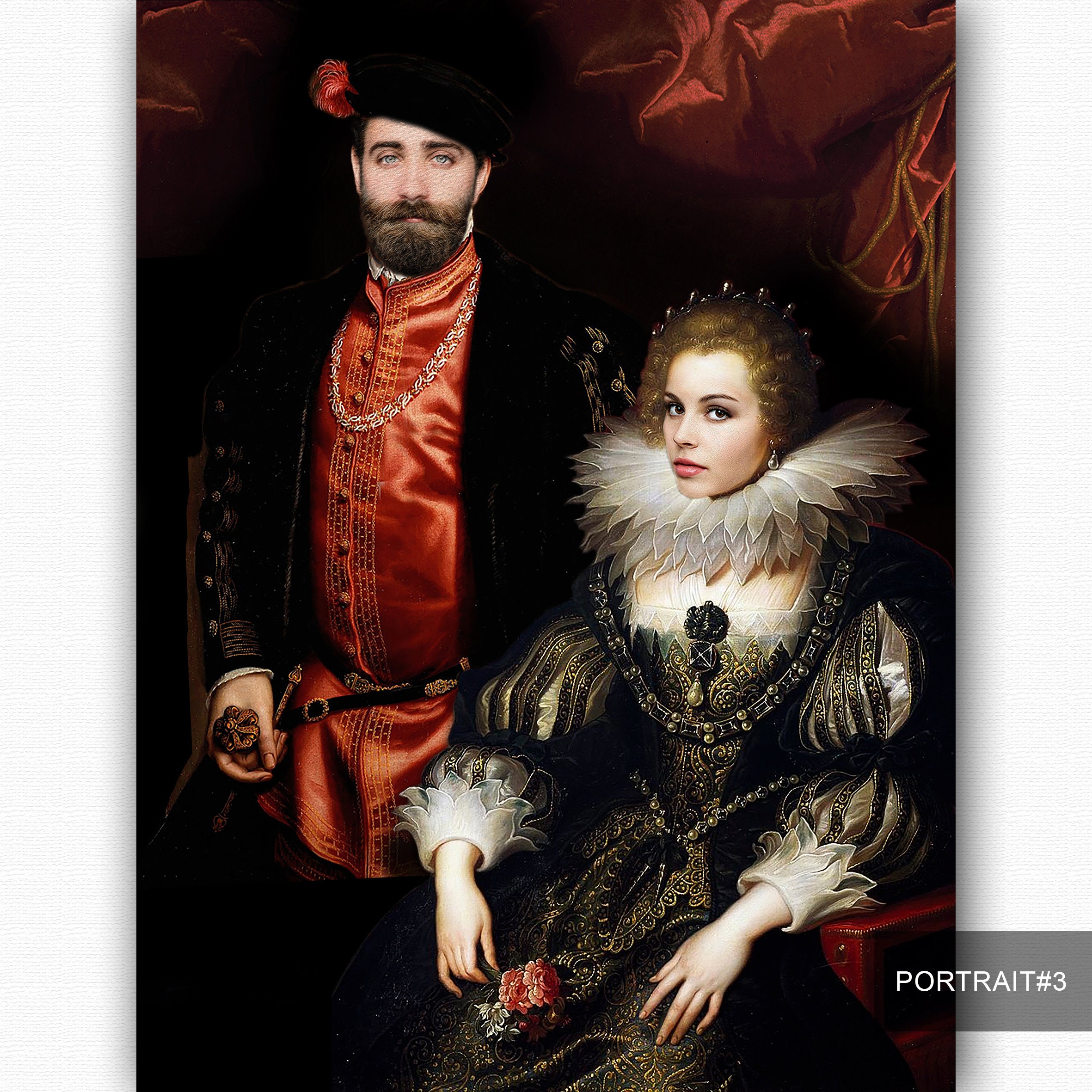 パーソナライズされた肖像画、カップルの肖像画、歴史的肖像画、王室の