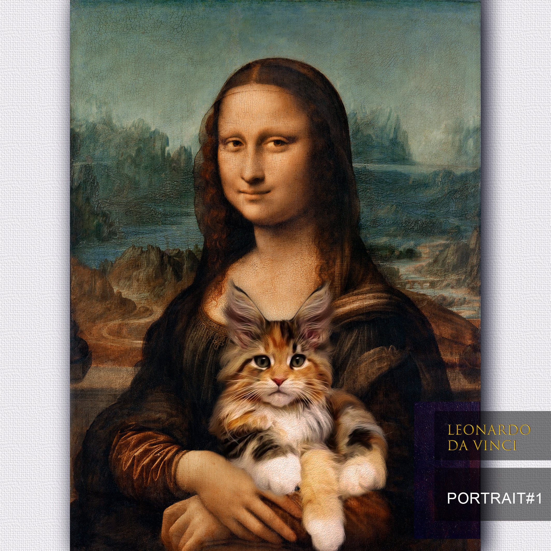 有名な絵画の中のあなたの動物、猫の肖像画、犬、レオナルド ダ