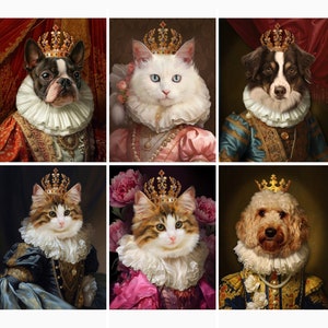 Custom Pet portrait,Renaissance pet portrait,Regal pet portrait,Royal Pet Portrait,Historical portrait,Fine Art print or Digital file