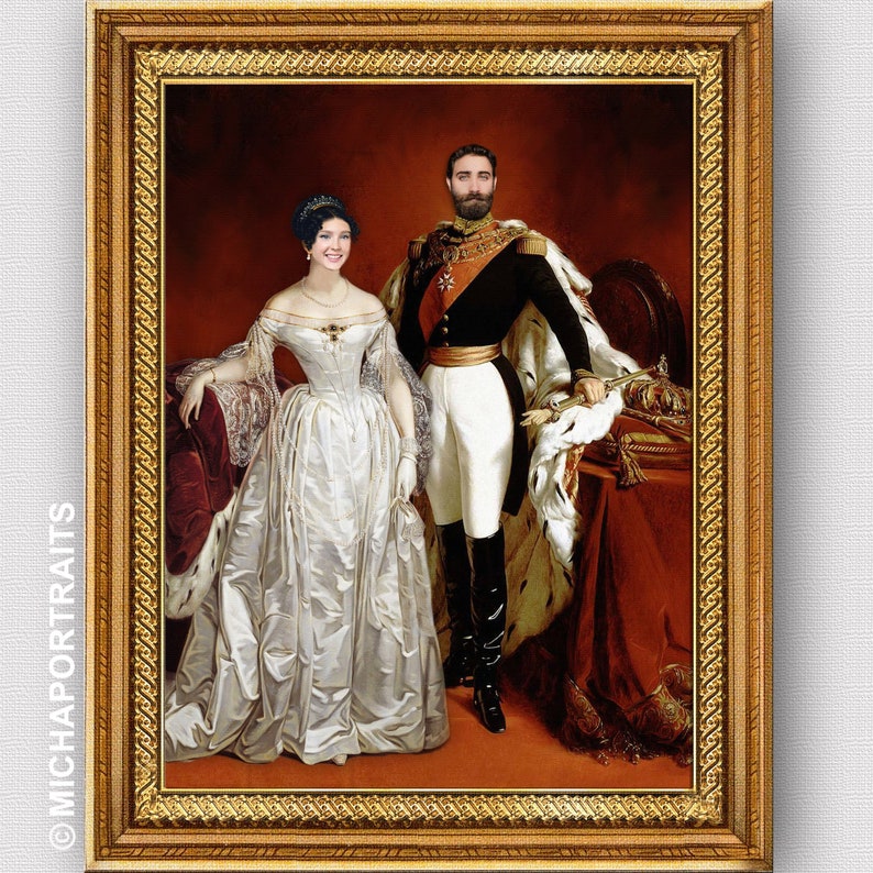 Custom couple portrait,Royal couple,Couple portrait,Personalised portrait,Custom family portrait,Couple gift,Personalized gift,High quality