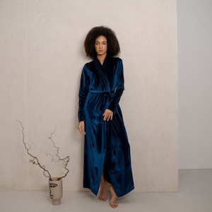 Velvet Long Robe Teal, womens velvet robe, long bridesmaid robe, bridesmaid robe, floor length robe,bridesmaid robes set