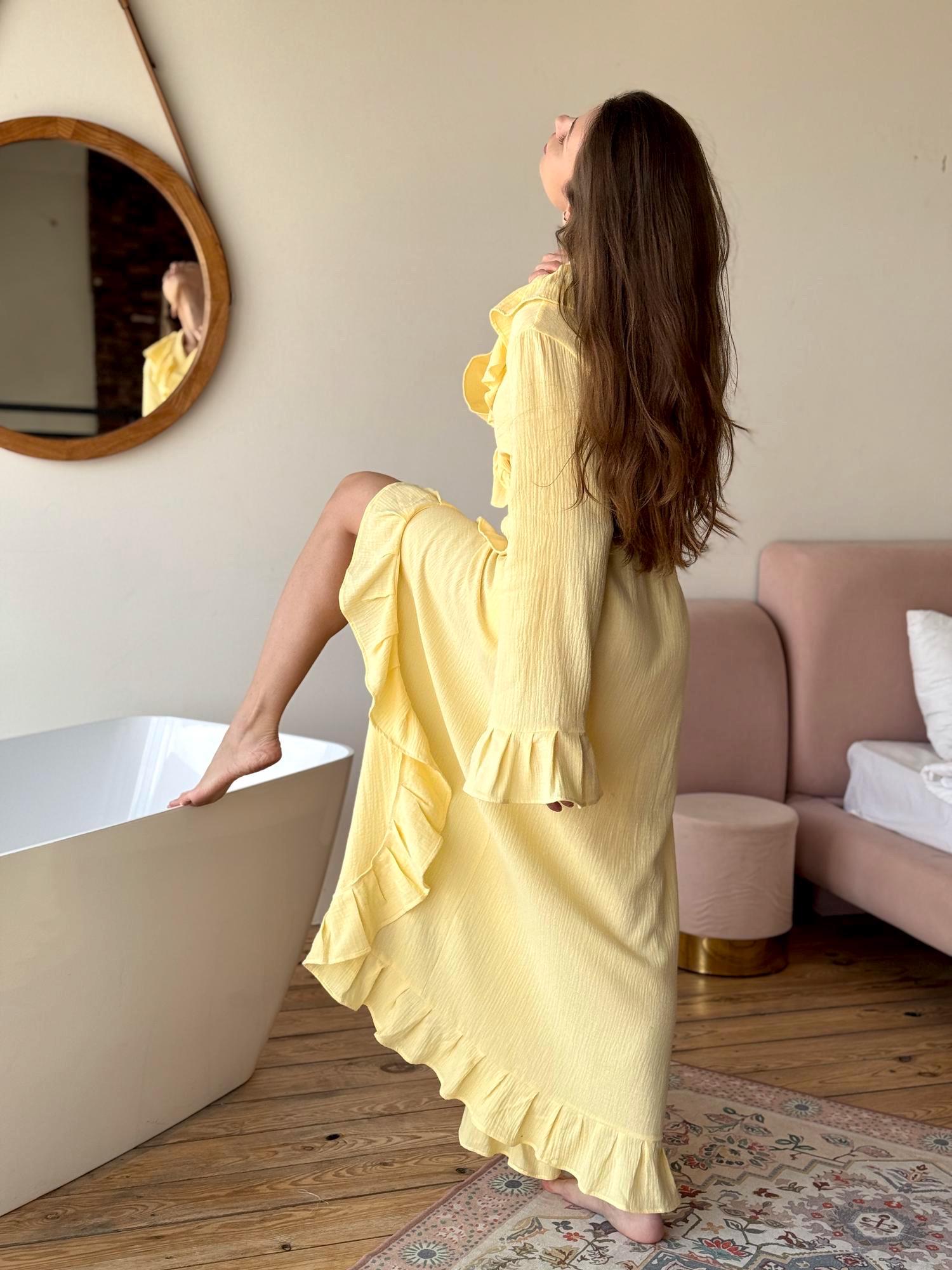 Handmade Organic Muslin Robe With Ruffles - Luxury Boho Robe - Gifts ...