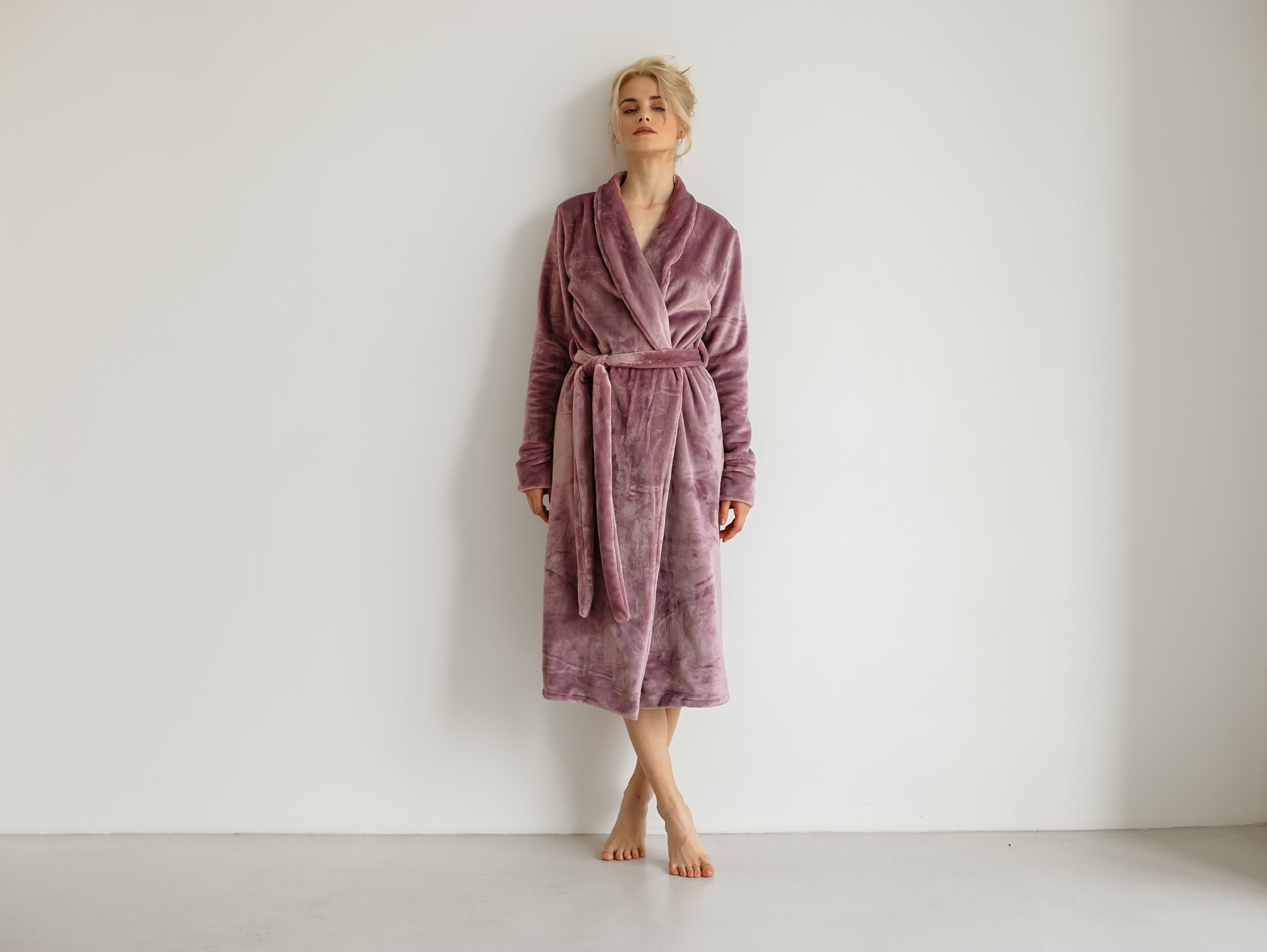Plush robes for women plush robe Dusty Rose long fleece Etsy