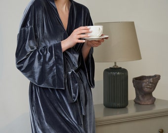 Samt Kimono Robe, Brautjungfer Robe, Samt Kimono Robe