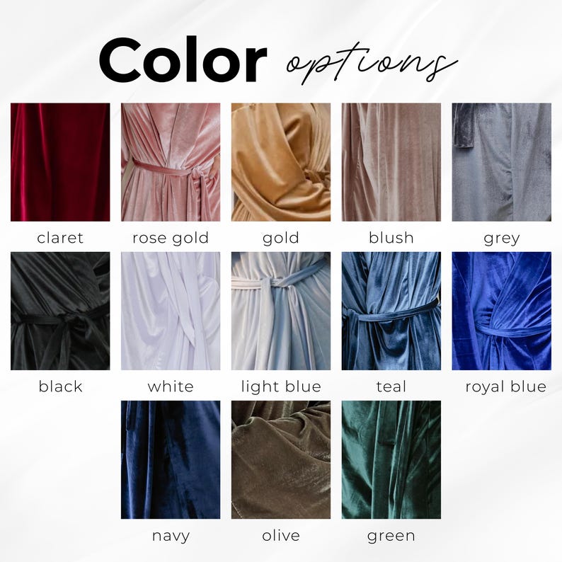 Long Velvet Bridesmaid Robe, Floor Length Velour Bridal Party Dressing Gown for Wedding Morning image 10