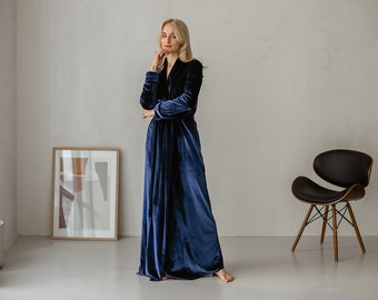 Velvet Long Robe, bride robe, bridesmaids robes, womens velvet robe, long velour robe.